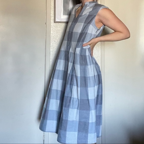 PENDLETON Women Size 14 Plaid Cotton Fit Flare 1/3 Button Dress Sleeveless - Picture 2 of 13